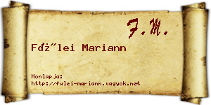 Fülei Mariann névjegykártya